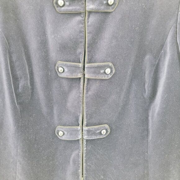 Alex Marie Womens Navy Blue Velour Band Blazer Jacket Sz 24W Military Velvet - Picture 5 of 10